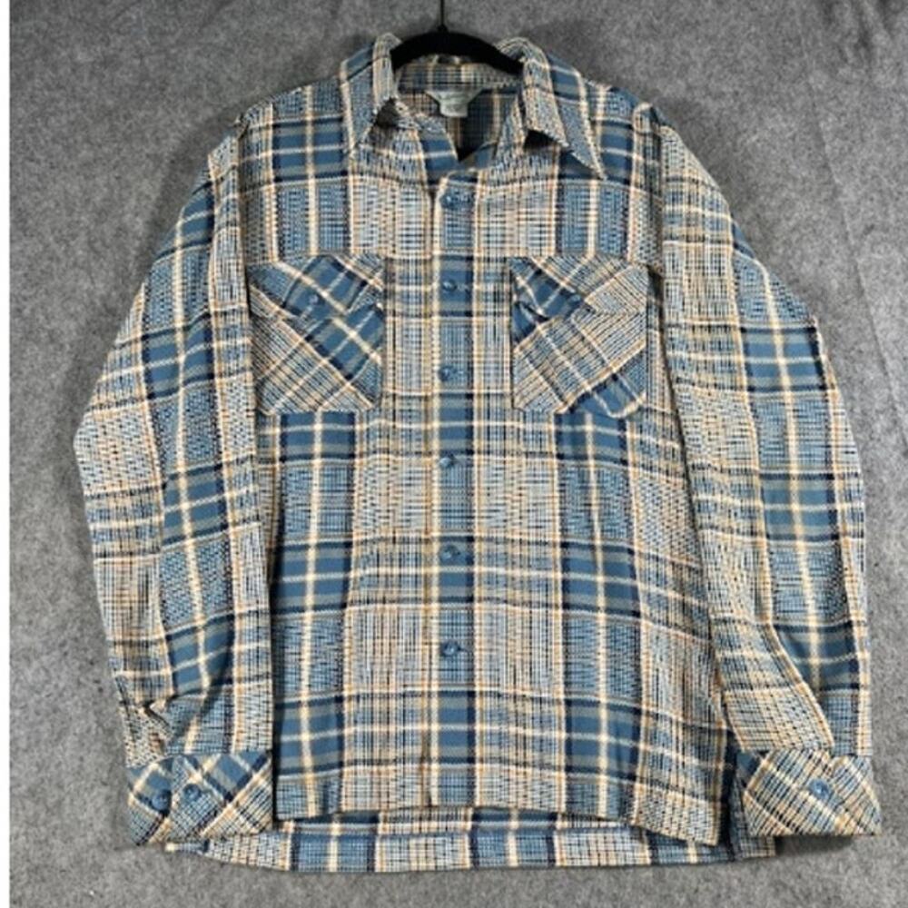 VTG 70s Dutchmaid Plaid Flannel Button Up Shirt Mens15-15.5/34 Woven Cotton 60s